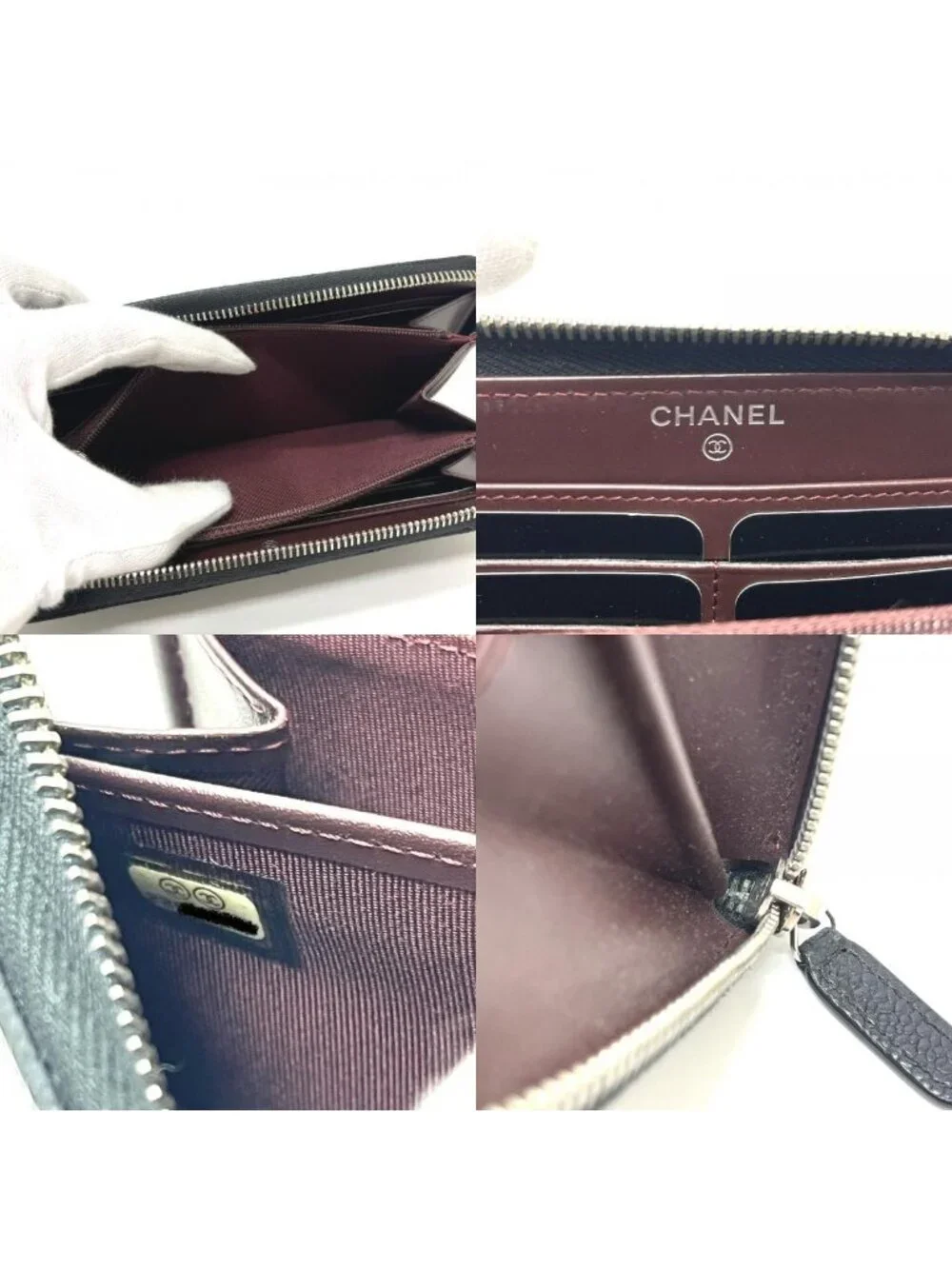 Chanel Wallet CC Logo Caviar Leather Black